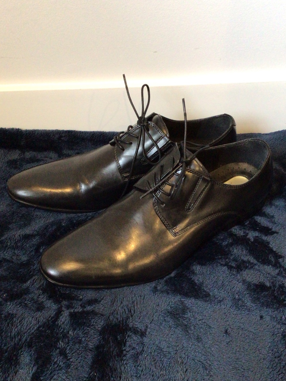 Kenneth Cole Black Leather Lace-Up Oxford Dress Shoes